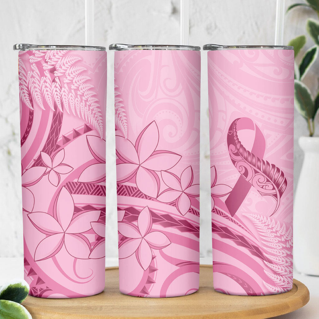 Aotearoa Maori Skinny Tumbler Pink Fern Ribbons
