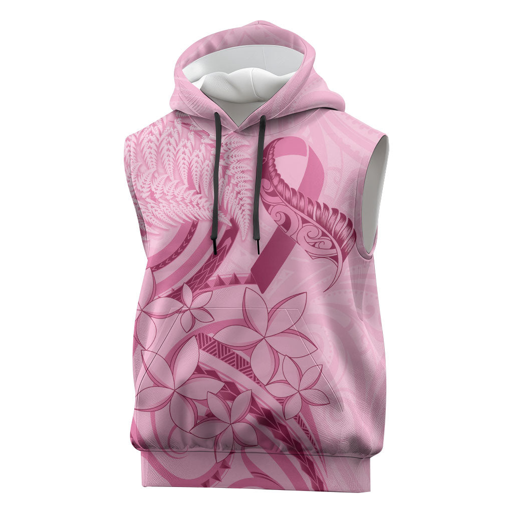 Aotearoa Maori Sleeveless Hoodie Pink Fern Ribbons