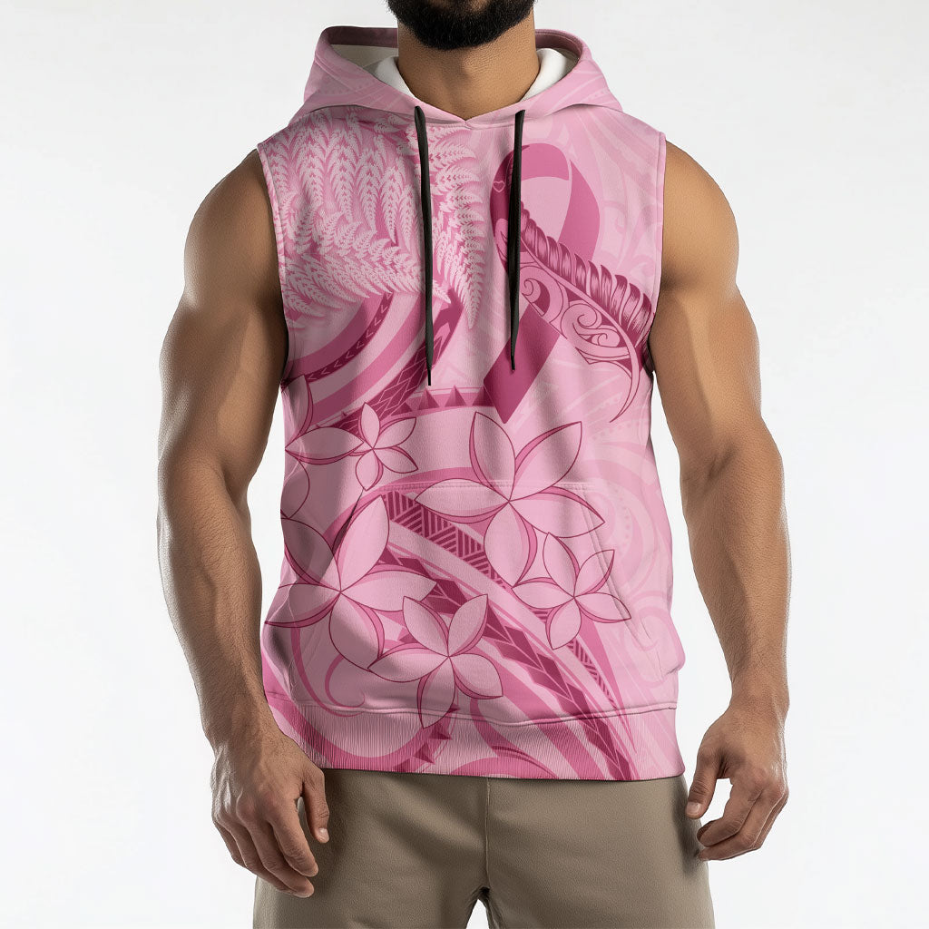 Aotearoa Maori Sleeveless Hoodie Pink Fern Ribbons