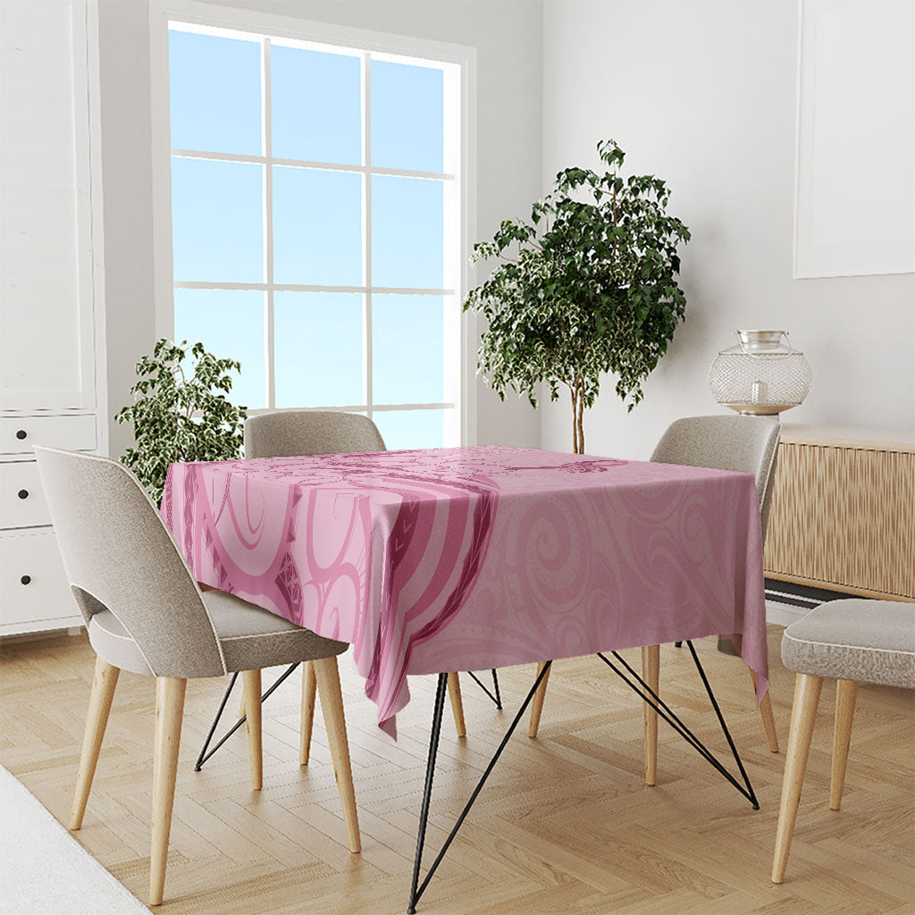 Aotearoa Maori Tablecloth Pink Fern Ribbons