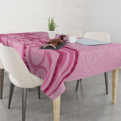 Aotearoa Maori Tablecloth Pink Fern Ribbons
