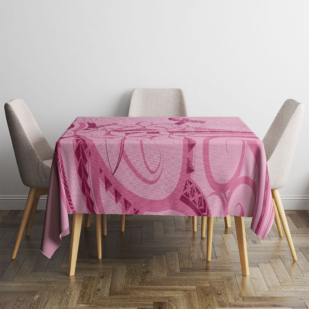 Aotearoa Maori Tablecloth Pink Fern Ribbons