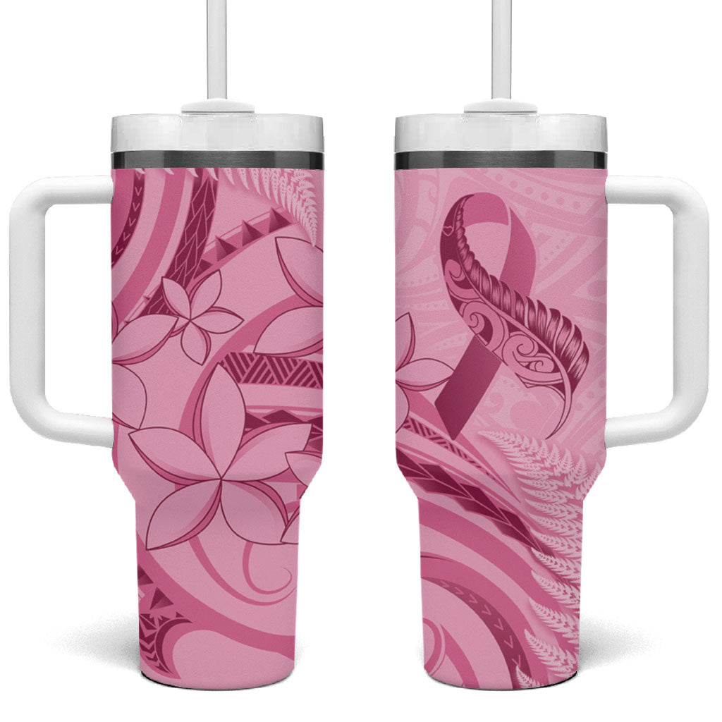 Aotearoa Maori Tumbler With Handle Pink Fern Ribbons