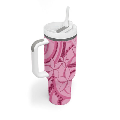 Aotearoa Maori Tumbler With Handle Pink Fern Ribbons
