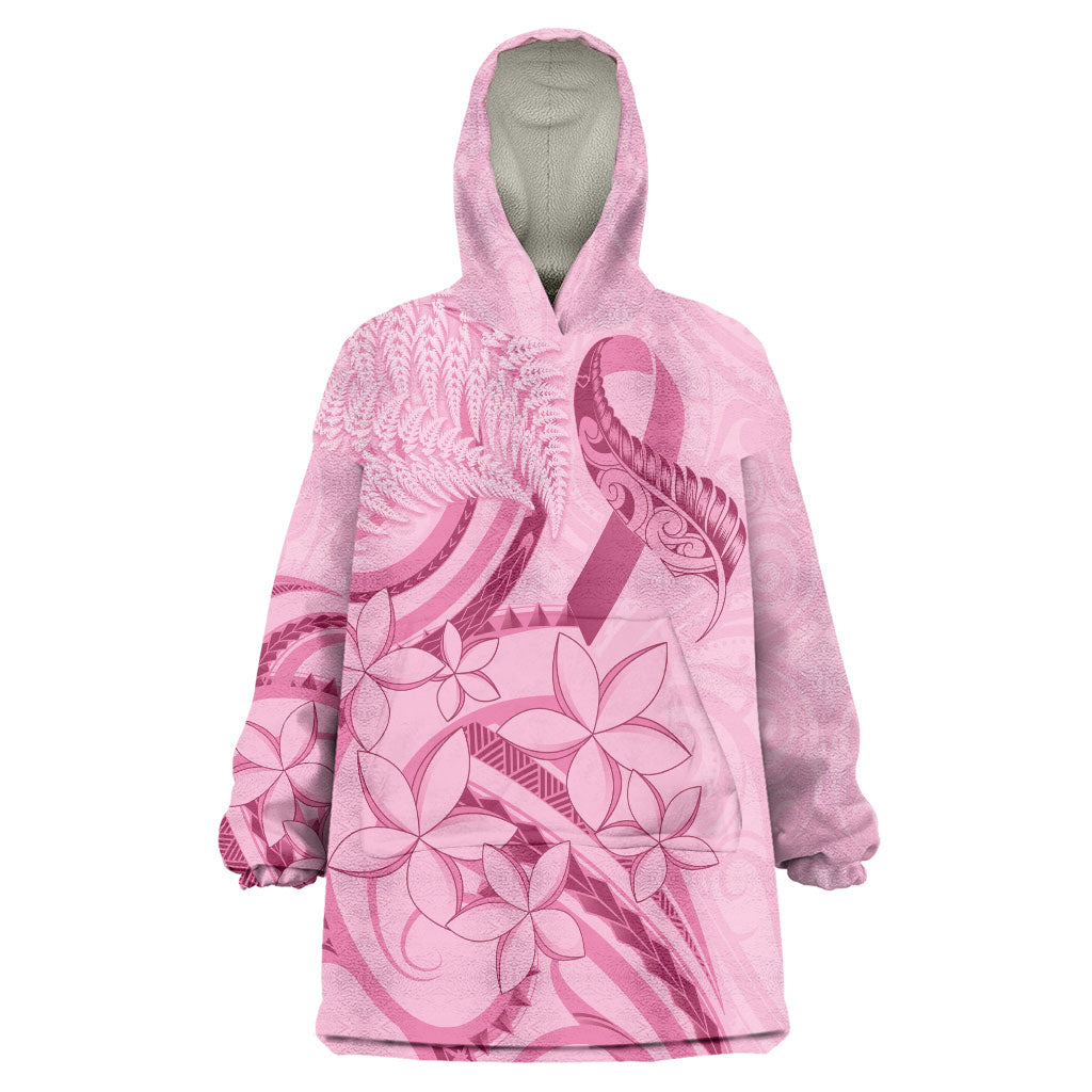 Aotearoa Maori Wearable Blanket Hoodie Pink Fern Ribbons