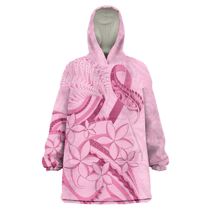 Aotearoa Maori Wearable Blanket Hoodie Pink Fern Ribbons