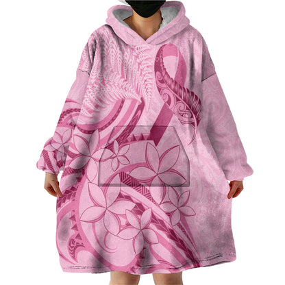 Aotearoa Maori Wearable Blanket Hoodie Pink Fern Ribbons
