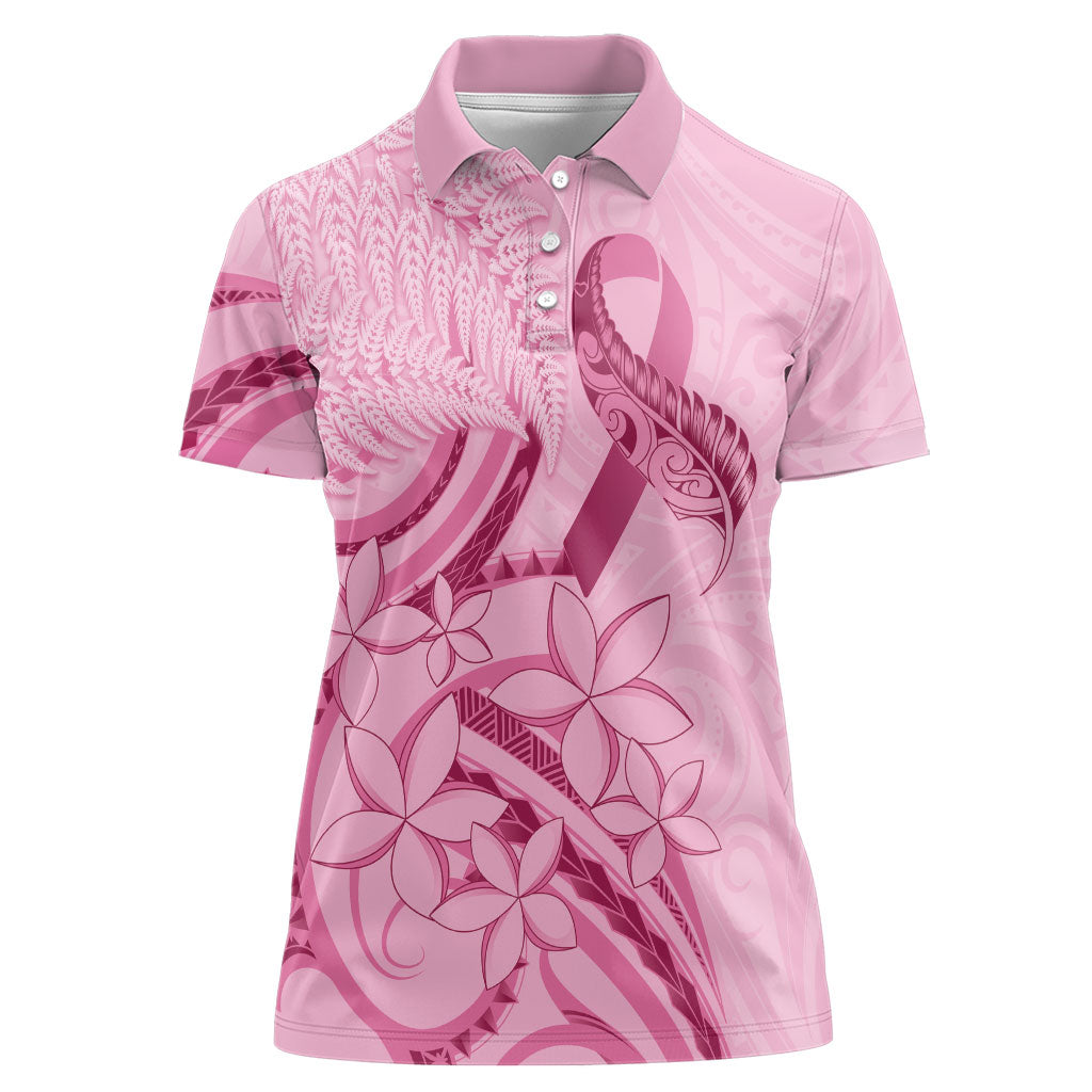 Aotearoa Maori Women Polo Shirt Pink Fern Ribbons
