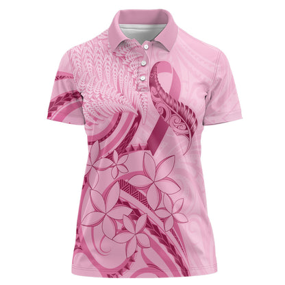 Aotearoa Maori Women Polo Shirt Pink Fern Ribbons