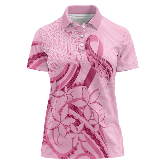 Aotearoa Maori Women Polo Shirt Pink Fern Ribbons