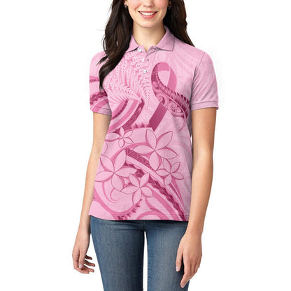 Aotearoa Maori Women Polo Shirt Pink Fern Ribbons