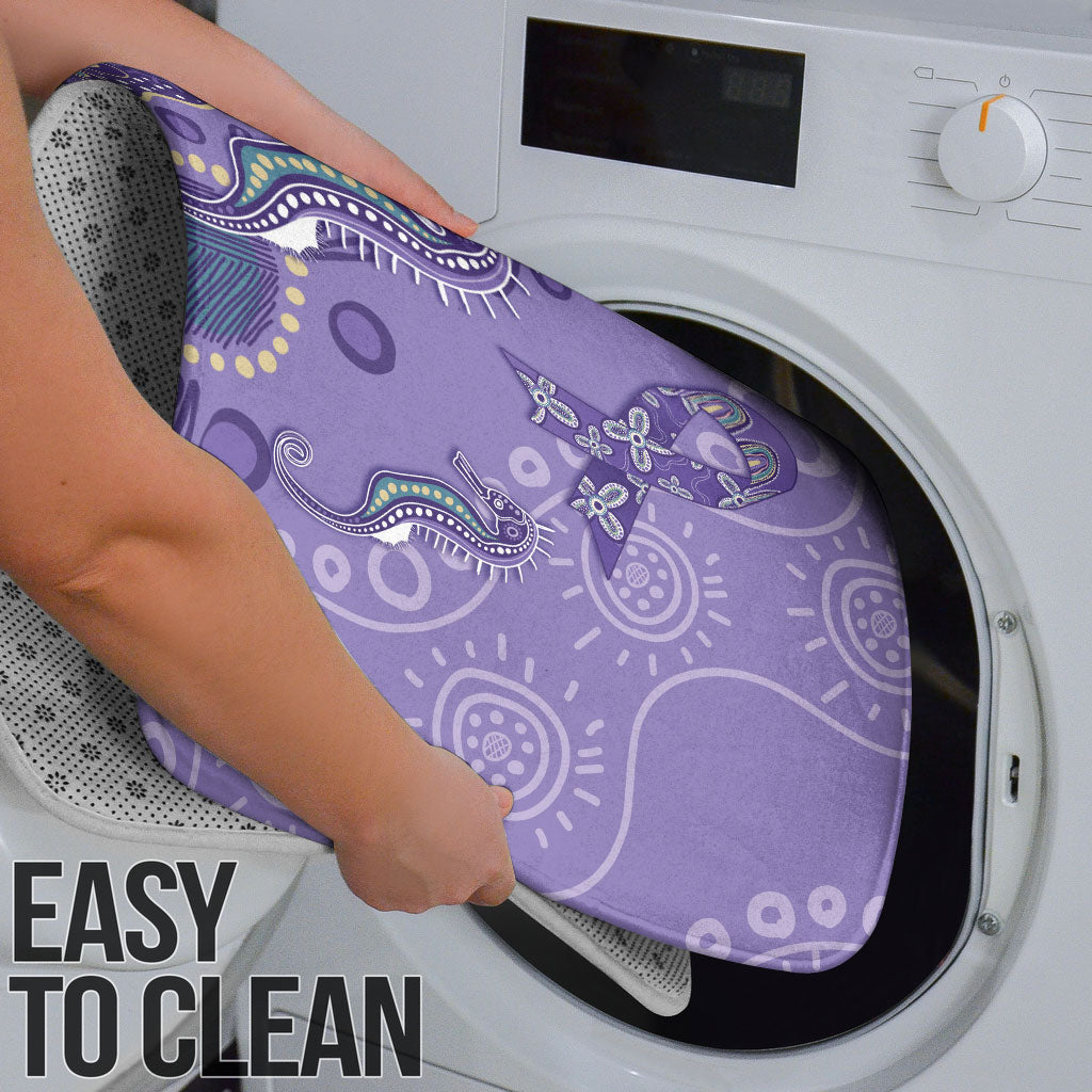 Australia Epilepsy Month Bathroom Set Aboriginal Purple Ribbon with Seahorse