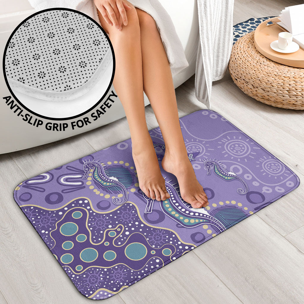 Australia Epilepsy Month Bathroom Set Aboriginal Purple Ribbon with Seahorse