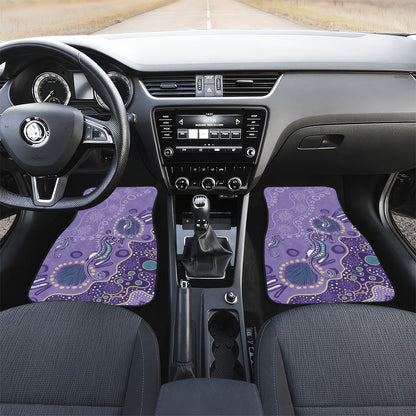 Australia Epilepsy Month Car Mats Aboriginal Purple Ribbon with Seahorse