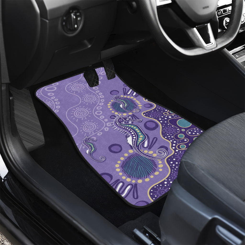 Australia Epilepsy Month Car Mats Aboriginal Purple Ribbon with Seahorse