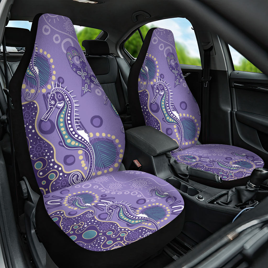 Australia Epilepsy Month Car Seat Cover Aboriginal Purple Ribbon with Seahorse