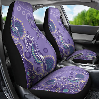 Australia Epilepsy Month Car Seat Cover Aboriginal Purple Ribbon with Seahorse