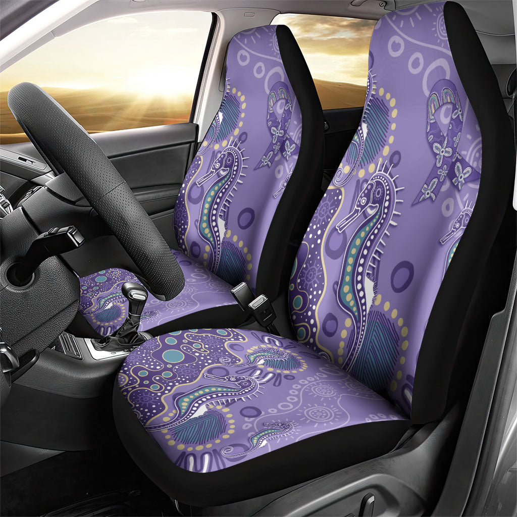 Australia Epilepsy Month Car Seat Cover Aboriginal Purple Ribbon with Seahorse