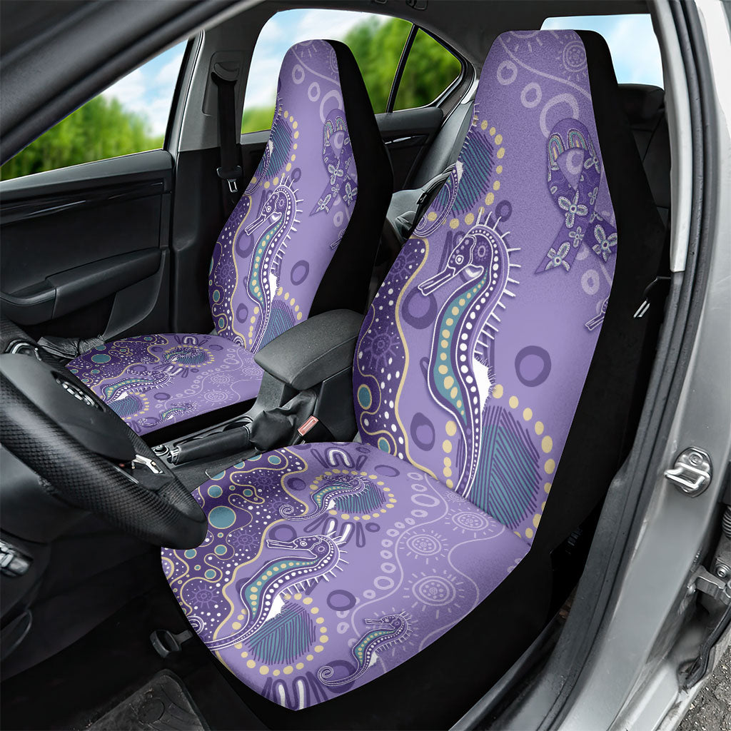 Australia Epilepsy Month Car Seat Cover Aboriginal Purple Ribbon with Seahorse