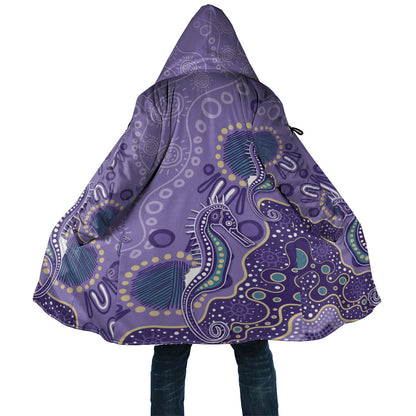 Australia Epilepsy Month Cloak Aboriginal Purple Ribbon with Seahorse