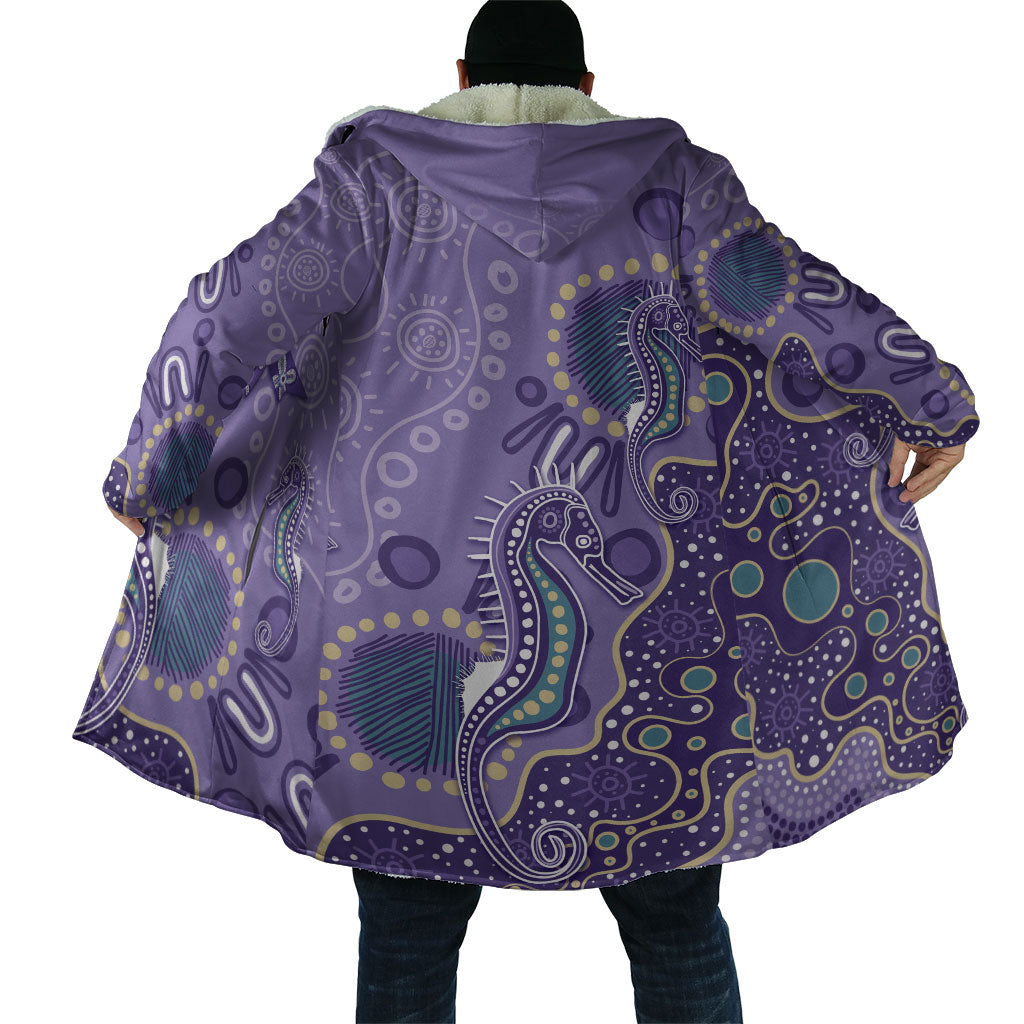 Australia Epilepsy Month Cloak Aboriginal Purple Ribbon with Seahorse
