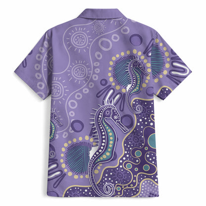 Australia Epilepsy Month Hawaiian Shirt Aboriginal Purple Ribbon with Seahorse