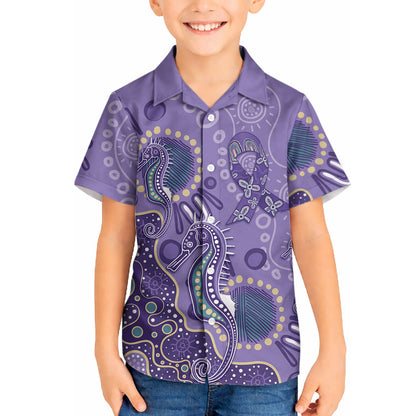 Australia Epilepsy Month Hawaiian Shirt Aboriginal Purple Ribbon with Seahorse