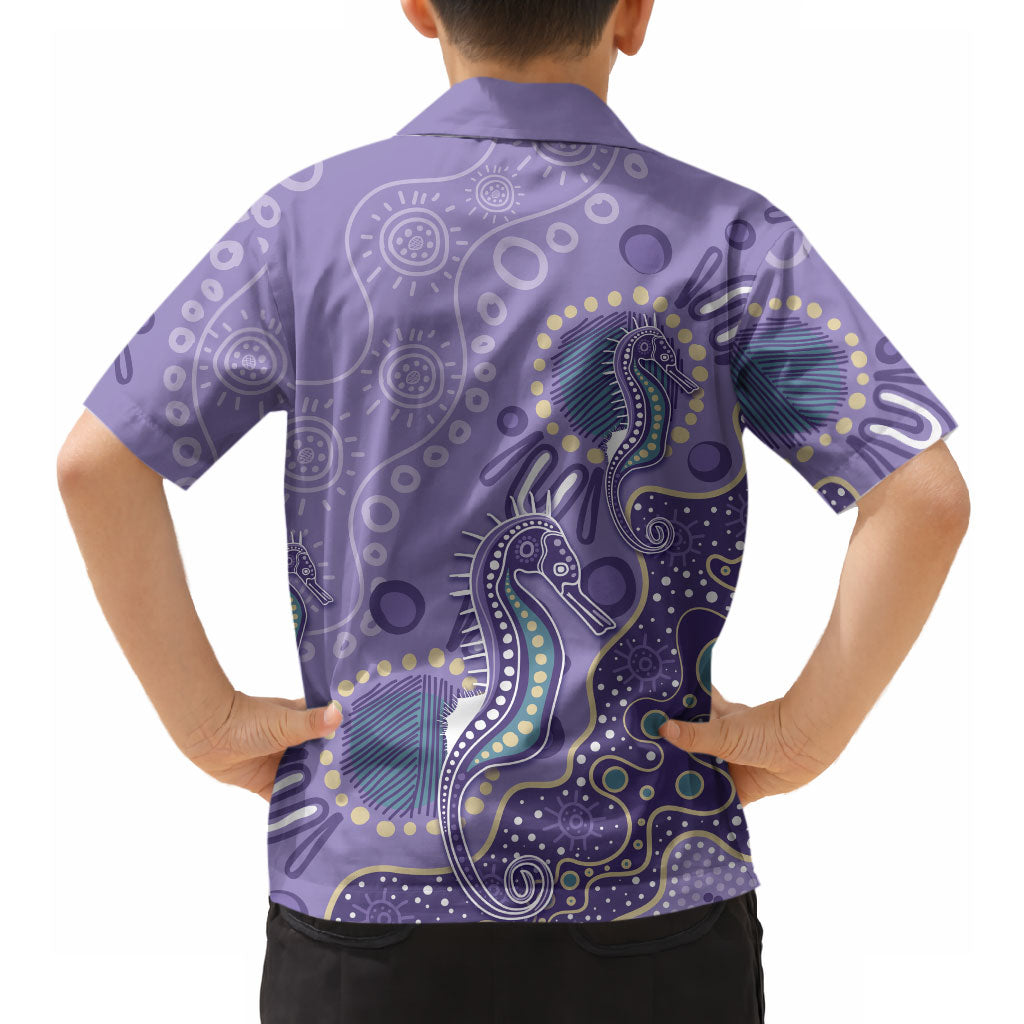 Australia Epilepsy Month Hawaiian Shirt Aboriginal Purple Ribbon with Seahorse