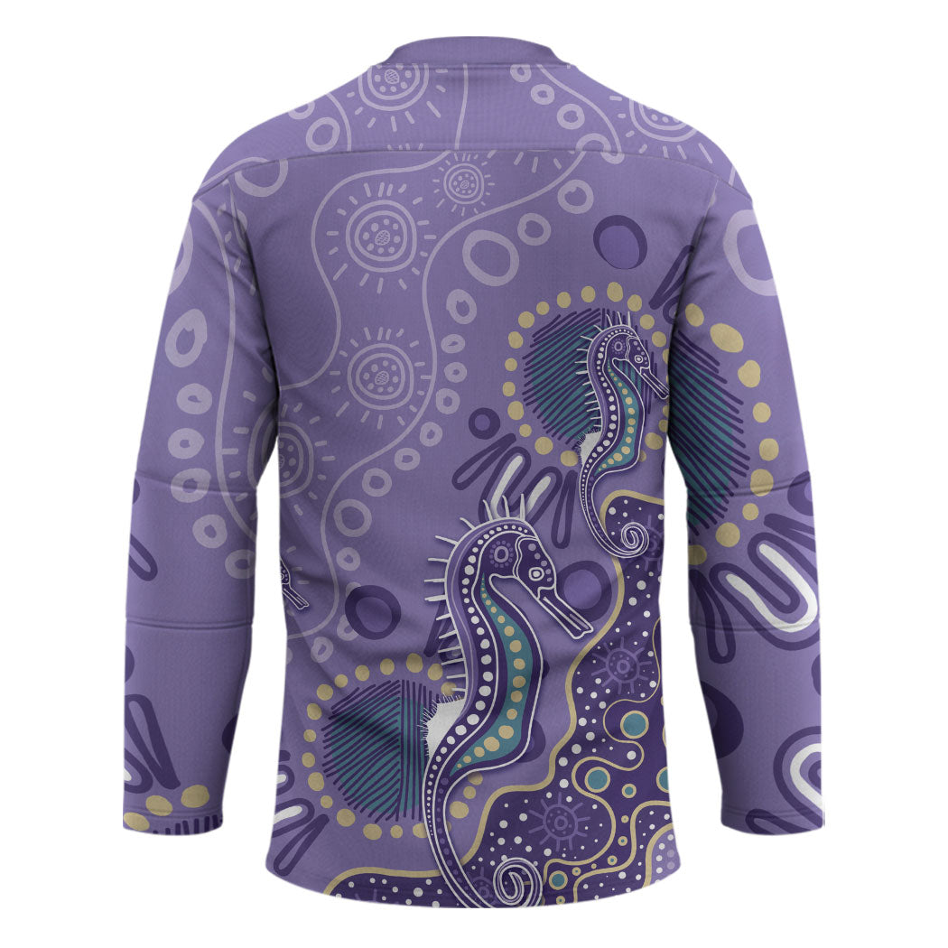 Australia Epilepsy Month Hockey Jersey Aboriginal Purple Ribbon with Seahorse