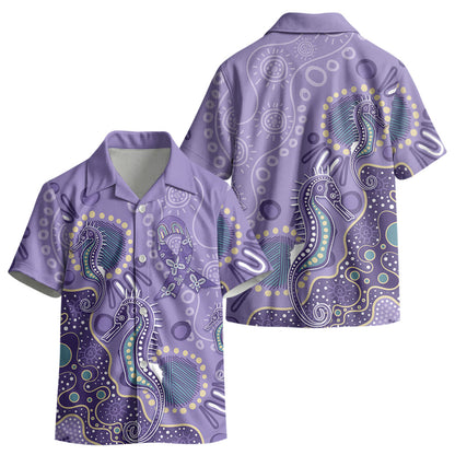 Australia Epilepsy Month Kid Hawaiian Shirt Aboriginal Purple Ribbon with Seahorse