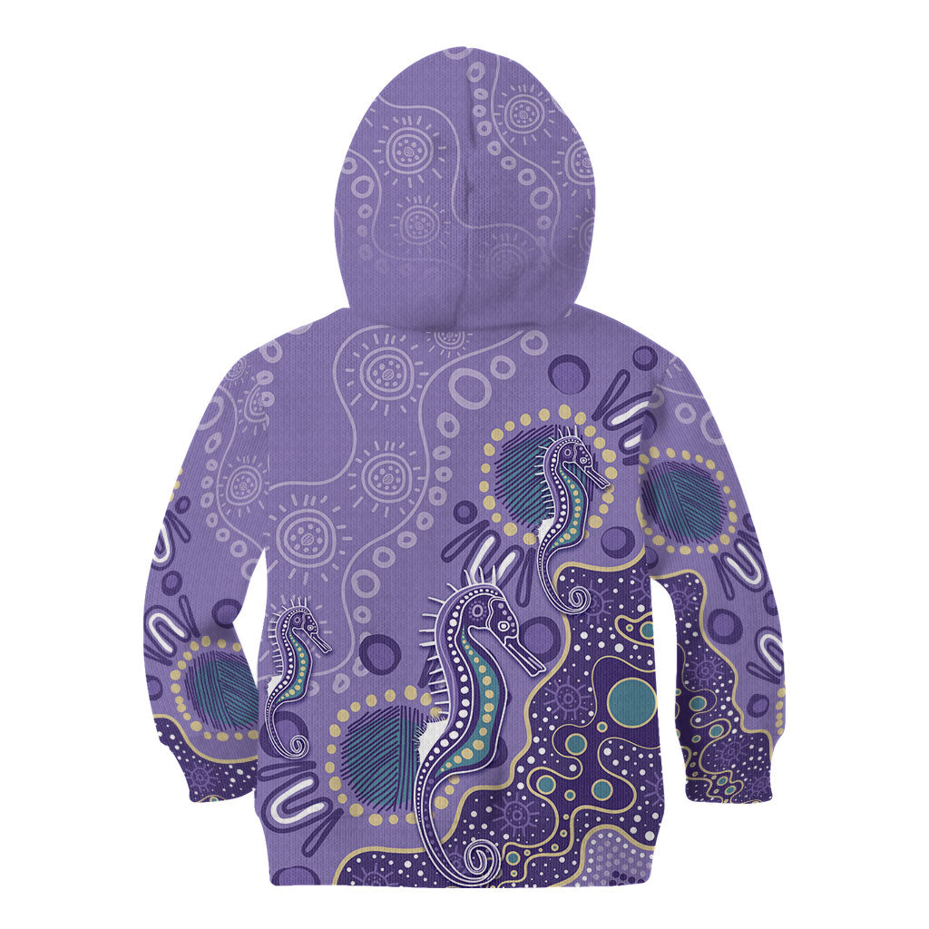 Australia Epilepsy Month Kid Hoodie Aboriginal Purple Ribbon with Seahorse