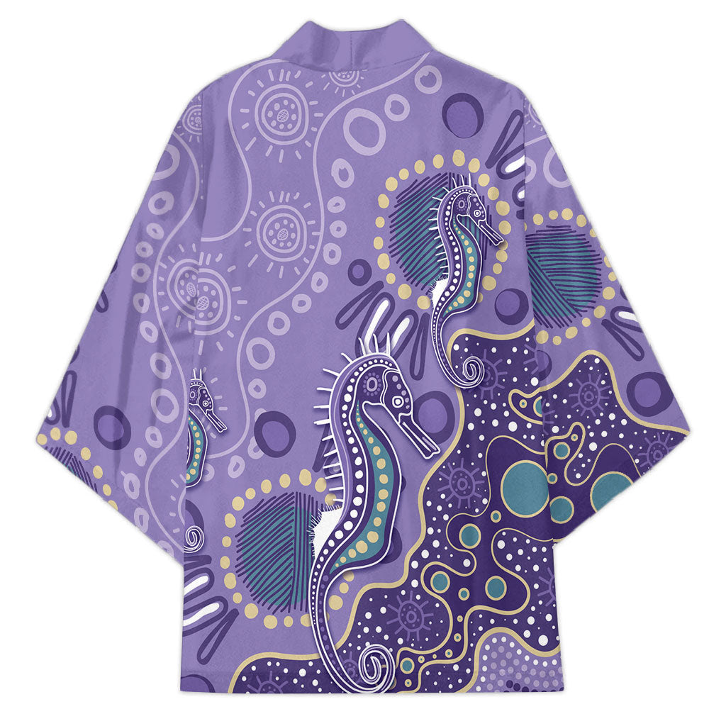 Australia Epilepsy Month Kimono Aboriginal Purple Ribbon with Seahorse