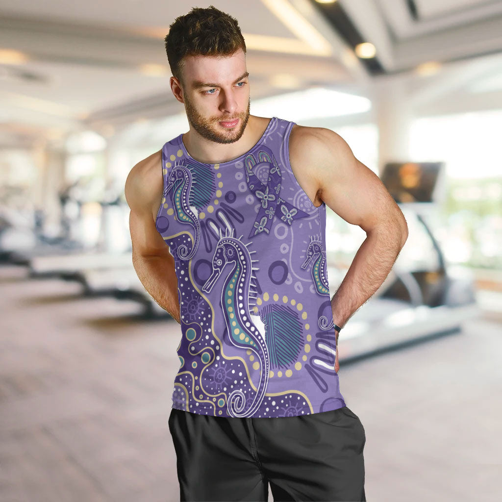 Australia Epilepsy Month Men Tank Top Aboriginal Purple Ribbon with Seahorse