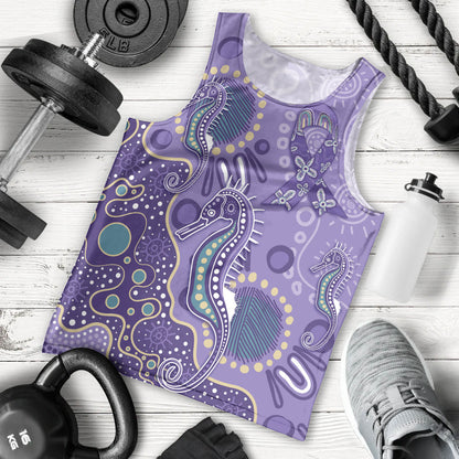 Australia Epilepsy Month Men Tank Top Aboriginal Purple Ribbon with Seahorse
