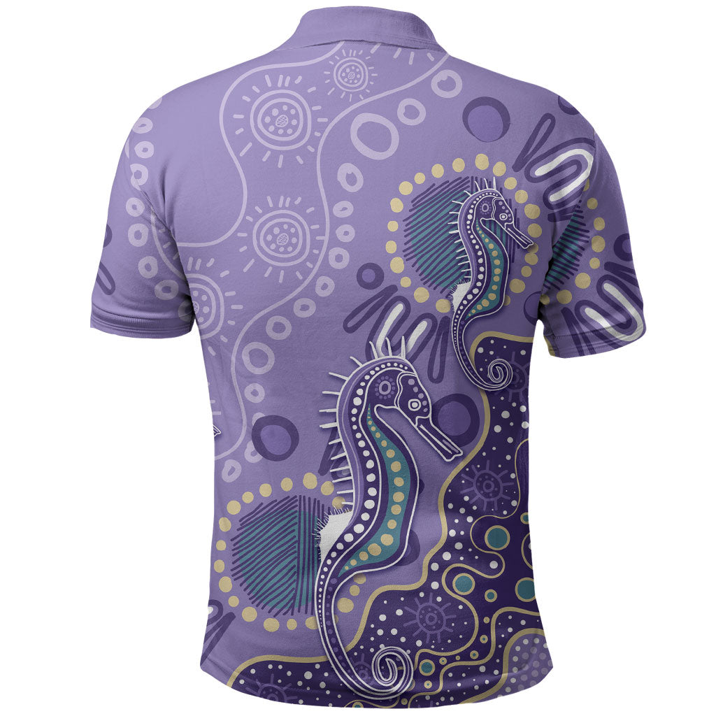 Australia Epilepsy Month Polo Shirt Aboriginal Purple Ribbon with Seahorse