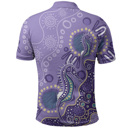 Australia Epilepsy Month Polo Shirt Aboriginal Purple Ribbon with Seahorse