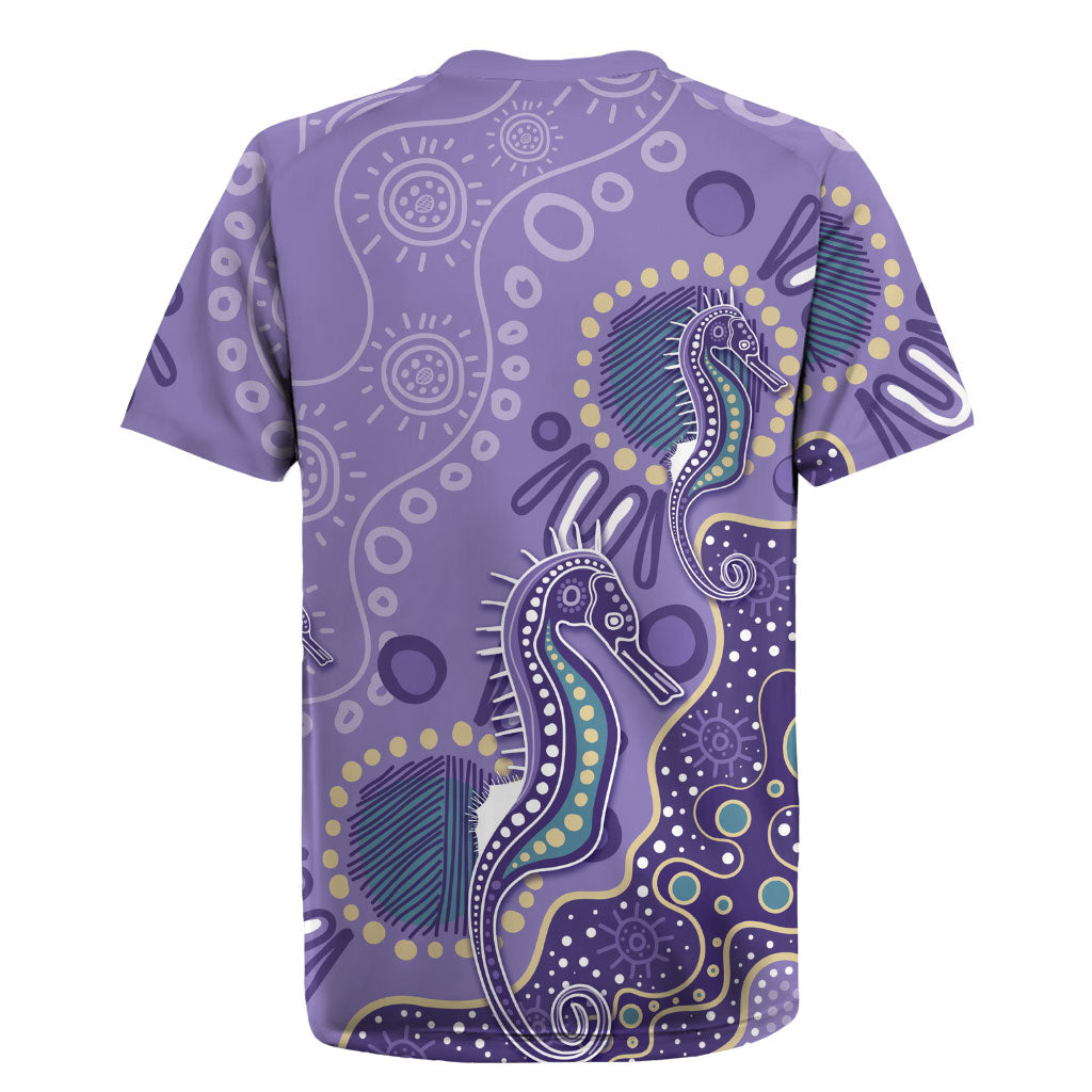 Australia Epilepsy Month Rugby Jersey Aboriginal Purple Ribbon with Seahorse