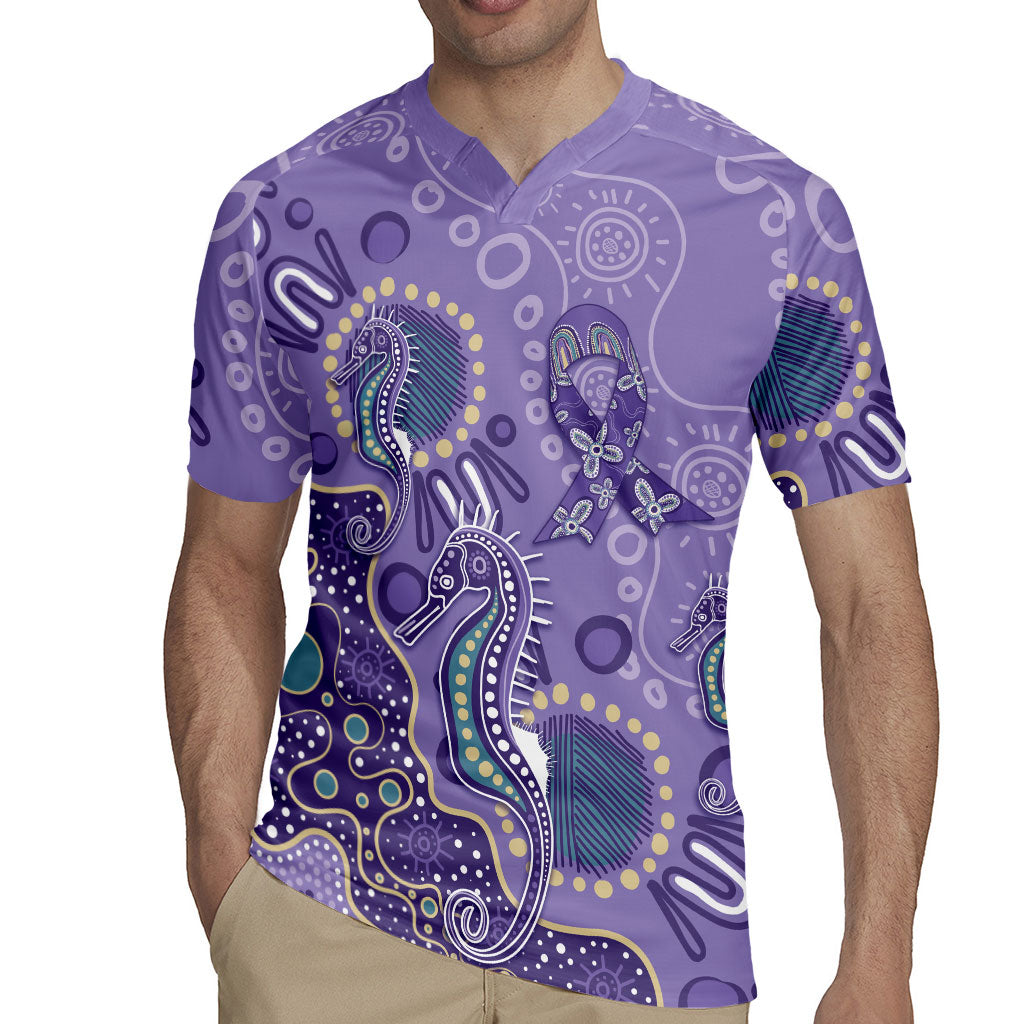 Australia Epilepsy Month Rugby Jersey Aboriginal Purple Ribbon with Seahorse