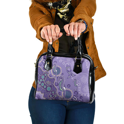 Australia Epilepsy Month Shoulder Handbag Aboriginal Purple Ribbon with Seahorse