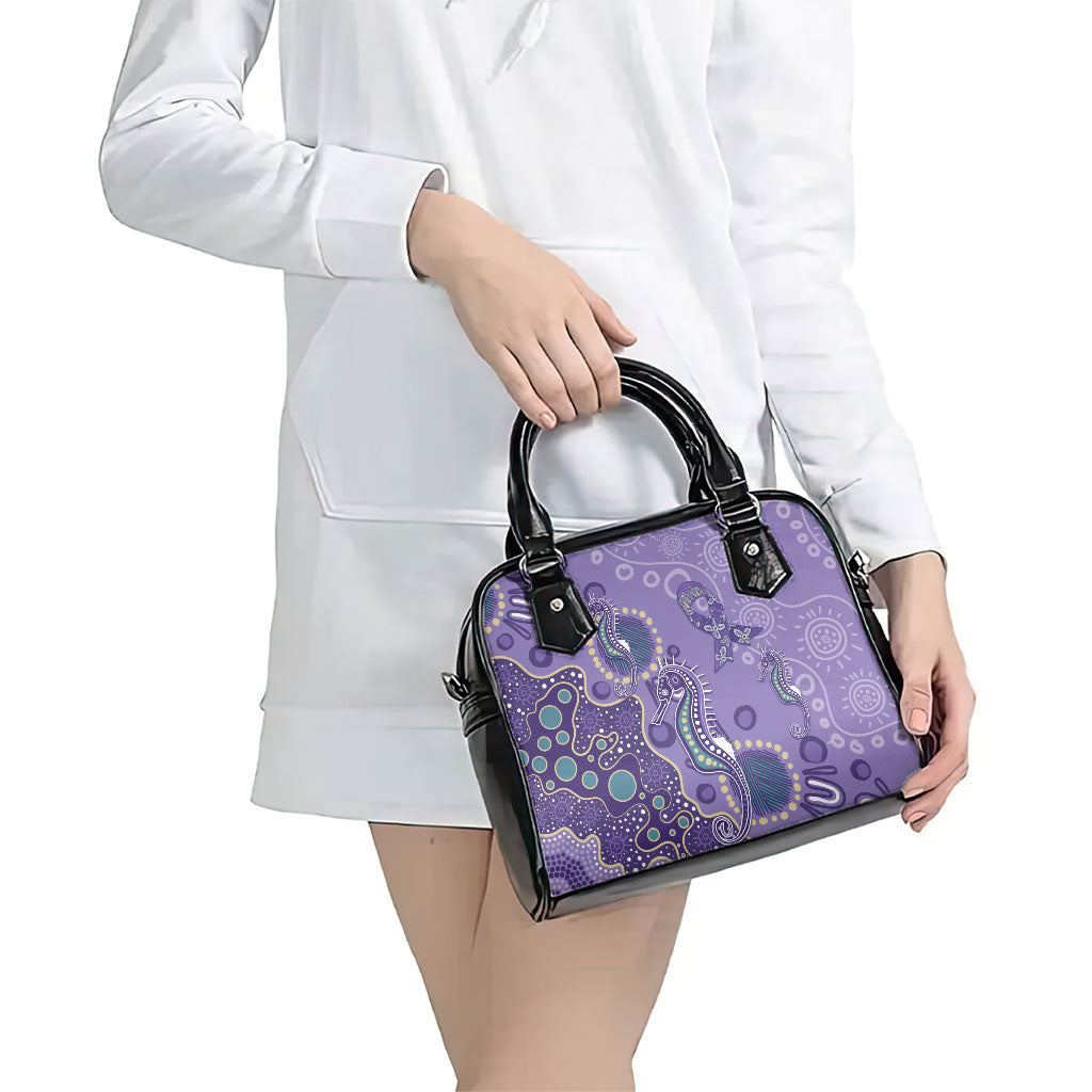 Australia Epilepsy Month Shoulder Handbag Aboriginal Purple Ribbon with Seahorse
