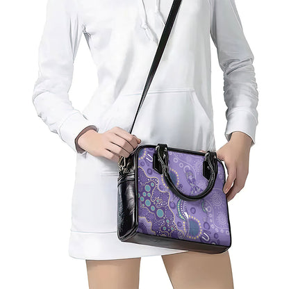 Australia Epilepsy Month Shoulder Handbag Aboriginal Purple Ribbon with Seahorse