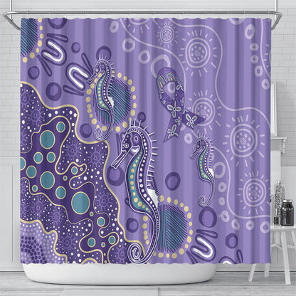 Australia Epilepsy Month Shower Curtain Aboriginal Purple Ribbon with Seahorse