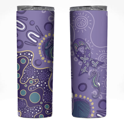 Australia Epilepsy Month Skinny Tumbler Aboriginal Purple Ribbon with Seahorse