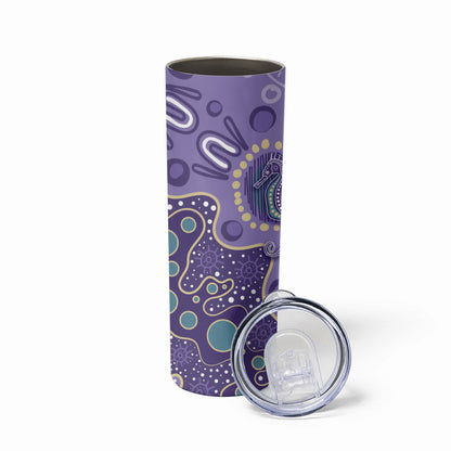 Australia Epilepsy Month Skinny Tumbler Aboriginal Purple Ribbon with Seahorse