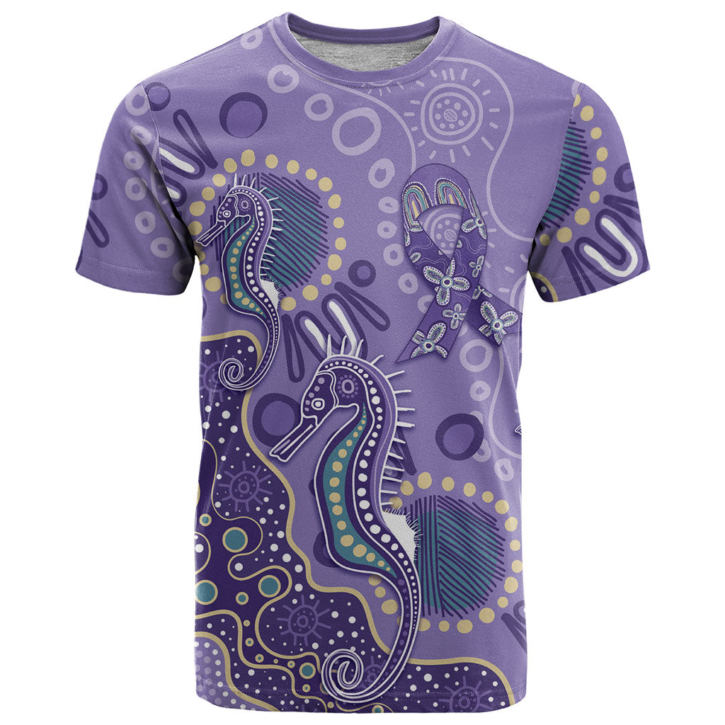 Australia Epilepsy Month T Shirt Aboriginal Purple Ribbon with Seahorse