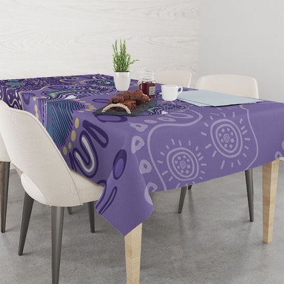 Australia Epilepsy Month Tablecloth Aboriginal Purple Ribbon with Seahorse