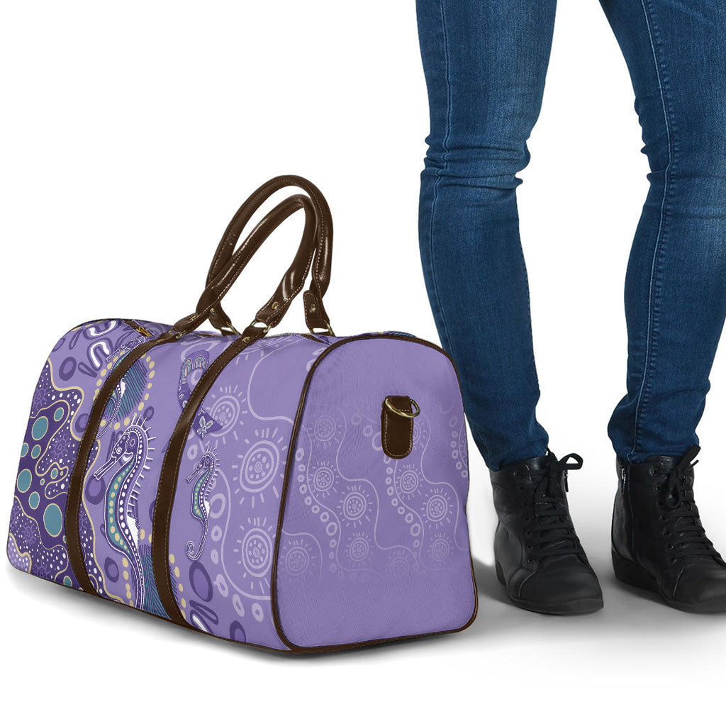 Australia Epilepsy Month Travel Bag Aboriginal Purple Ribbon with Seahorse