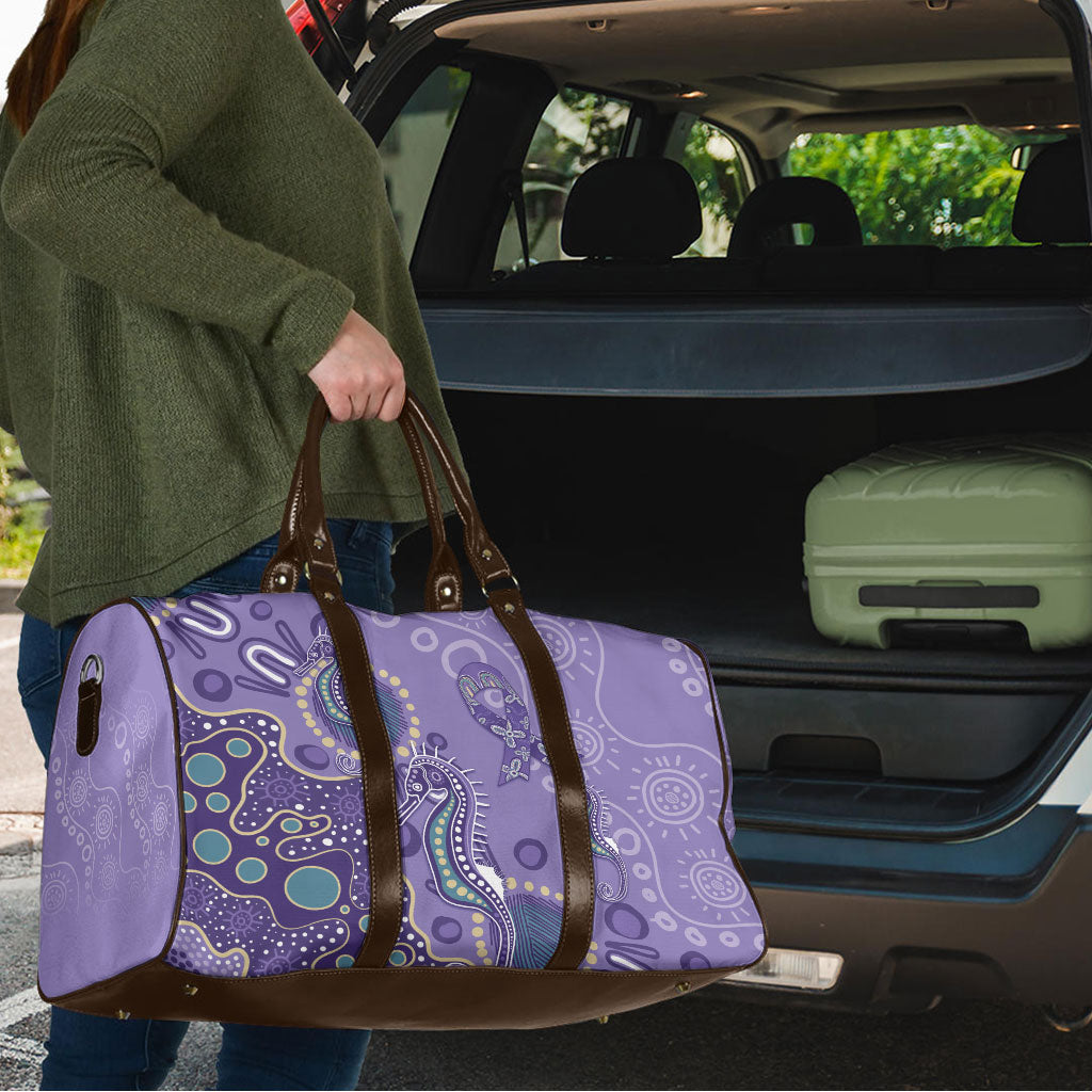 Australia Epilepsy Month Travel Bag Aboriginal Purple Ribbon with Seahorse