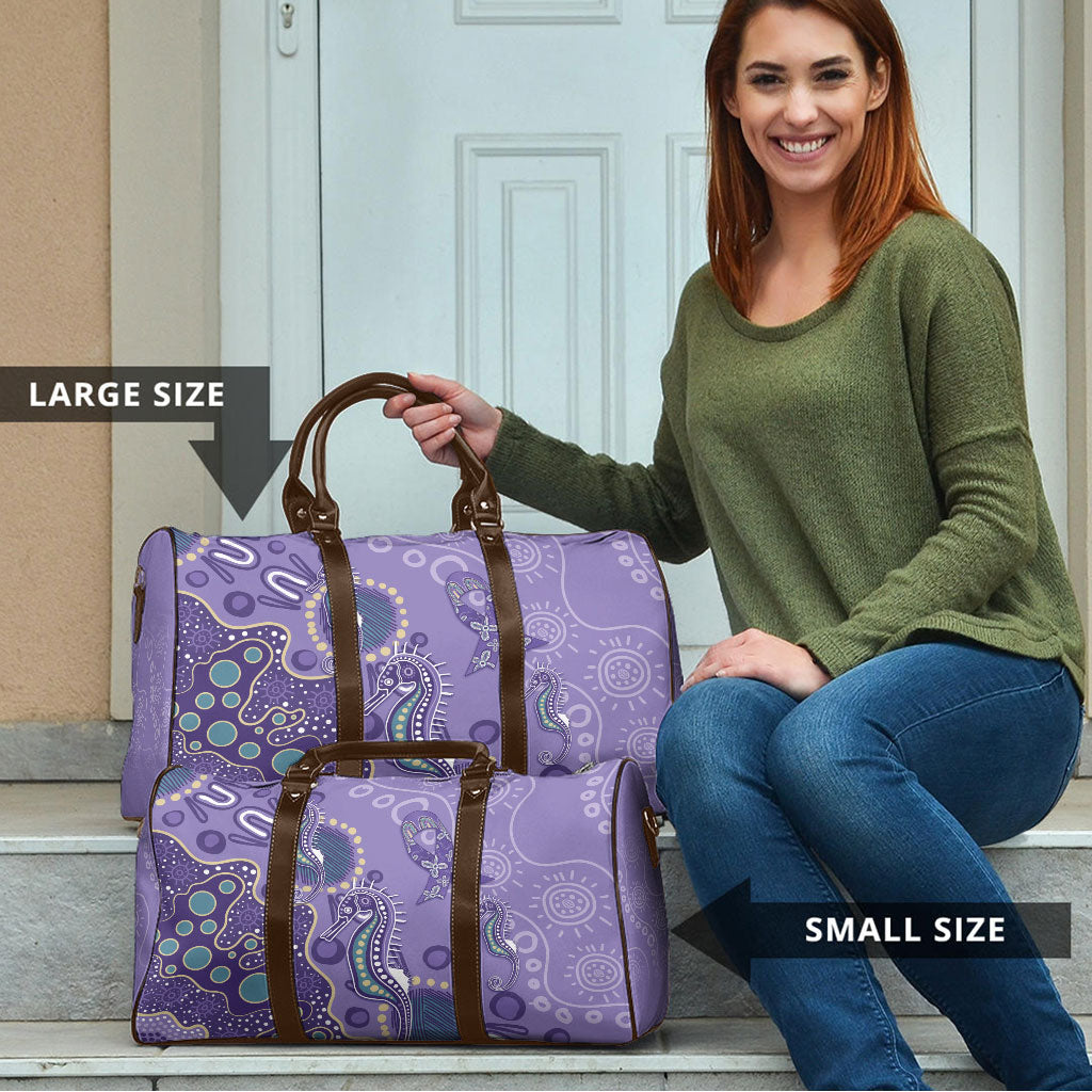 Australia Epilepsy Month Travel Bag Aboriginal Purple Ribbon with Seahorse
