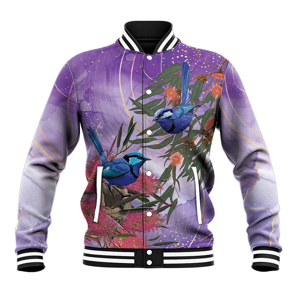 Australia Splendid Fairy Wren on Eucalyptus Baseball Jacket Epilepsy Prevention